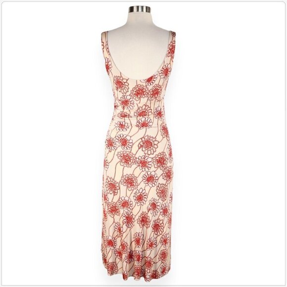 Lida Baday Floral Multicolor Soft Stretch Knit Ruched Tank Sleeveless Dress L - Picture 3 of 4